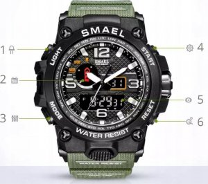 Zegarek sportowy SMAEL ZEGAREK MĘSKI WOJSKOWY MILITARNY SPORTOWY WODOODPORNY DATA ALARM + PUDEŁKO 12