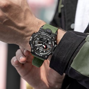 Zegarek sportowy SMAEL ZEGAREK MĘSKI WOJSKOWY MILITARNY SPORTOWY WODOODPORNY DATA ALARM + PUDEŁKO 3
