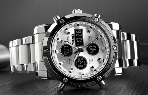 Zegarek sportowy Skmei ZEGAREK MĘSKI SPORTOWY MODNY STOPER DATOWNIK ALARM LED + PUDEŁKO 6