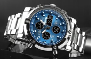 Zegarek sportowy Skmei ZEGAREK MĘSKI SPORTOWY MODNY STOPER DATOWNIK ALARM LED + PUDEŁKO 7