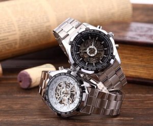 Zegarek WINNER ZEGAREK MECHANICZNY MĘSKI AUTOMATYCZNY STALOWY LUKSUSOWY WINNER + PUDEŁKO NA PREZENT 6