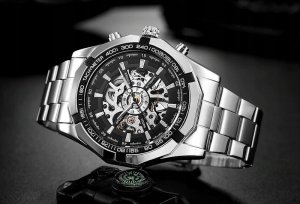 Zegarek WINNER ZEGAREK MECHANICZNY MĘSKI AUTOMATYCZNY STALOWY LUKSUSOWY WINNER + PUDEŁKO NA PREZENT 9