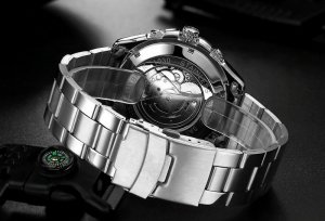 Zegarek WINNER ZEGAREK MECHANICZNY MĘSKI AUTOMATYCZNY STALOWY LUKSUSOWY WINNER + PUDEŁKO NA PREZENT 10