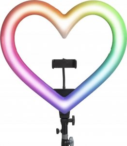 Lampa pierścieniowa OEM Lampa LED Ring / Heart Stream RGB pierścieniowa 10 cali FULL COLOR z uchwytem na telefon + statyw JM26-10 4