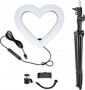 Lampa pierścieniowa OEM Lampa LED Ring / Heart Stream RGB pierścieniowa 10 cali FULL COLOR z uchwytem na telefon + statyw JM26-10 8