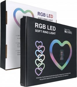 Lampa pierścieniowa OEM Lampa LED Ring / Heart Stream RGB pierścieniowa 10 cali FULL COLOR z uchwytem na telefon + statyw JM26-10 9