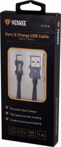 Kabel USB Yenkee USB-A - USB-C 1 m Czarny (YCU 301BE) 2