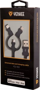 Kabel USB Yenkee USB-A - USB-C + microUSB + Lightning 1 m Czarny (YCU 400BK) 2