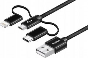 Kabel USB Yenkee USB-A - USB-C + microUSB + Lightning 1 m Czarny (YCU 400BK) 4