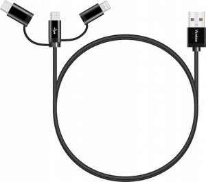 Kabel USB Yenkee USB-A - USB-C + microUSB + Lightning 1 m Czarny (YCU 400BK) 5