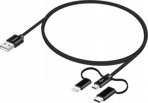Kabel USB Yenkee USB-A - USB-C + microUSB + Lightning 1 m Czarny (YCU 400BK) 6