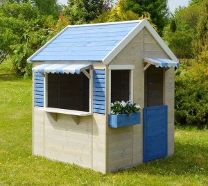Wendy Wendy Toys Drewniany domek do zabawy Borsuk sklep z markizami w kolorze niebieskim 1