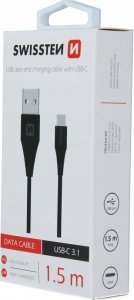 Kabel USB Swissten USB-A - USB-C 1.5 m Czarny (71504401) 2