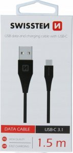 Kabel USB Swissten USB-A - USB-C 1.5 m Czarny (71504401) 3