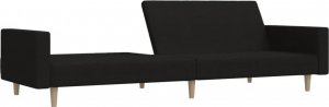 vidaXL Rozkładana kanapa 2-osobowa, czarna, tapicerowana tkaniną 4