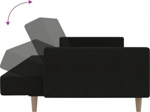 vidaXL Rozkładana kanapa 2-osobowa, czarna, tapicerowana tkaniną 7
