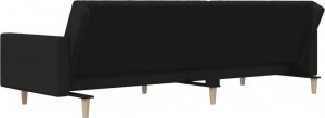 vidaXL Rozkładana kanapa 2-osobowa, czarna, tapicerowana tkaniną 8