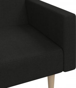vidaXL Rozkładana kanapa 2-osobowa, czarna, tapicerowana tkaniną 9