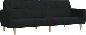 vidaXL Rozkładana kanapa 2-osobowa, czarna, tapicerowana tkaniną 2