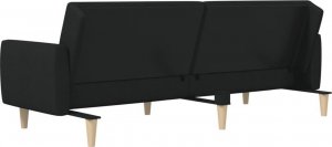 vidaXL Rozkładana kanapa 2-osobowa, czarna, tapicerowana tkaniną 6
