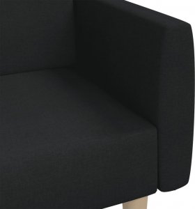 vidaXL Rozkładana kanapa 2-osobowa, czarna, tapicerowana tkaniną 7