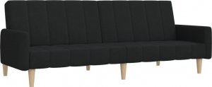 vidaXL Rozkładana kanapa 2-osobowa, czarna, tapicerowana tkaniną 2