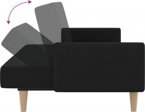 vidaXL Rozkładana kanapa 2-osobowa, czarna, tapicerowana tkaniną 6