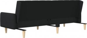 vidaXL Rozkładana kanapa 2-osobowa, czarna, tapicerowana tkaniną 7