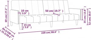 vidaXL Rozkładana kanapa 2-osobowa, czarna, tapicerowana tkaniną 10