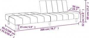 vidaXL Rozkładana kanapa 2-osobowa, czarna, tapicerowana tkaniną 11