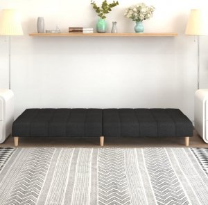 vidaXL Rozkładana kanapa 2-osobowa, czarna, tapicerowana tkaniną 3