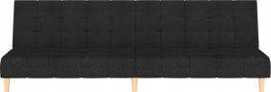 vidaXL Rozkładana kanapa 2-osobowa, czarna, tapicerowana tkaniną 4
