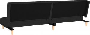 vidaXL Rozkładana kanapa 2-osobowa, czarna, tapicerowana tkaniną 7
