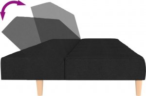 vidaXL Rozkładana kanapa 2-osobowa, czarna, tapicerowana tkaniną 8