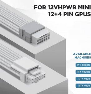 AsiaHorse Przedłużacz do zasilacza w oplocie 12VHPWR 12+4 PIN Biały AsiaHorse 16 AWG 2