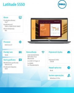 Laptop Dell Latitude 5550 i7-1355U / 16 GB / 512 GB / W11 Pro (N011L555015EMEA_VP) 15