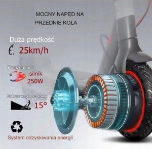 Hulajnoga elektryczna Escooter HULAJNOGA ELEKTRYCZNA IP54 LED 3 TRYBY 500W 125KG 25KM/H 6AH 7