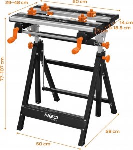Neo Stół warsztatowy regulowany, aluminiowy 60 x 58 x 77-107 cm 3