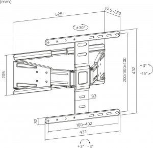 Kruger&Matz Uchwyt naścienny uniwersalny wieszak do telewizora Kruger&Matz Ultra Slim 37-75" regulacja w pionie i w poziomie 12