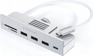 HUB USB Satechi Satechi USB-C Clamp Hub for 24" iMac - Hub do iMac M1 2021 24" oraz 27" Studio Display 2022 USB-C (USB-C, 3x USB-A, czytnik kart micro/SD) (silver) 3