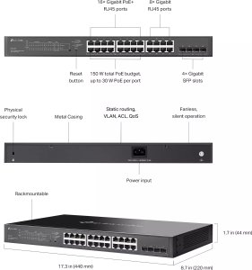 TP-Link TP-Link Omada SG2428LP łącza sieciowe Zarządzany L2/L2+ Gigabit Ethernet (10/100/1000) Obsługa PoE Szary 5