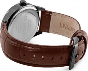 Ben Sherman Orologio Uomo Analogico Al Quarzo, Cassa In Acciaio Nero, Cinturino In Cuoio Marrone, Modello WB035T
