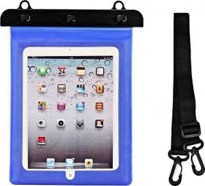 Etui na tablet Hurtel Etui wodoszczelne na tablet PVC z regulowanym paskiem Outdoor - niebieskie Etui wodoszczelne na tablet PVC z regulowanym paskiem Outdoor - niebieskie 1