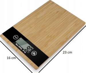 Waga kuchenna Gordon ELEKTRONICZNA WAGA KUCHENNA PŁASKA BAMBUSOWA LCD 5KG 15