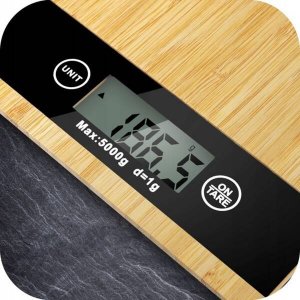 Waga kuchenna Gordon ELEKTRONICZNA WAGA KUCHENNA PŁASKA BAMBUSOWA LCD 5KG 16
