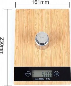 Waga kuchenna Gordon ELEKTRONICZNA WAGA KUCHENNA PŁASKA BAMBUSOWA LCD 5KG 17