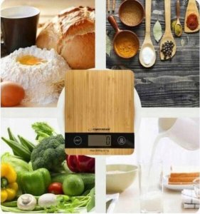 Waga kuchenna Gordon ELEKTRONICZNA WAGA KUCHENNA PŁASKA BAMBUSOWA LCD 5KG 2