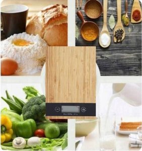 Waga kuchenna Gordon ELEKTRONICZNA WAGA KUCHENNA PŁASKA BAMBUSOWA LCD 5KG 3