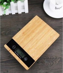 Waga kuchenna Gordon ELEKTRONICZNA WAGA KUCHENNA PŁASKA BAMBUSOWA LCD 5KG 4