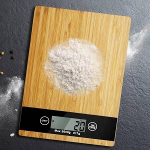 Waga kuchenna Gordon ELEKTRONICZNA WAGA KUCHENNA PŁASKA BAMBUSOWA LCD 5KG 6